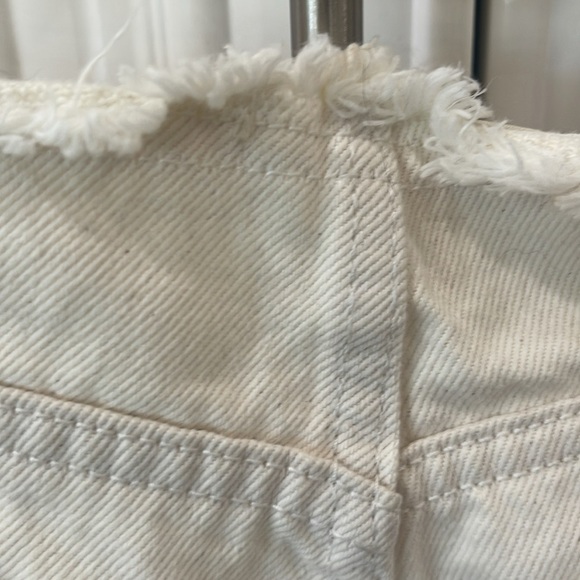 Levis Jeans Wedgie Straight No Waistband beige cream raw hem button fly sz 28 - Picture 12 of 17